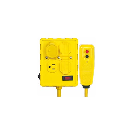 Tower Manufacuring GFCI protected quad outlet box, w/circuit breaker 15 amp auto reset 30434052